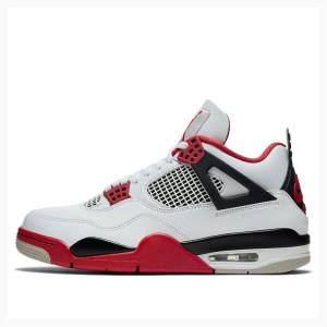 White / Red Nike Retro OG Fire Red Basketball Shoes Men's Air Jordan 4 | JD-370FP