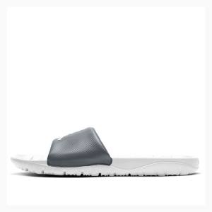 White / Silver Nike Break Slides Men's Air Jordan | JD-549YG