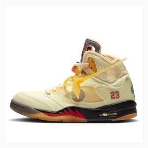 White / Silver / Yellow Nike Retro SP Sail Basketball Shoes Men's Air Jordan 5 | JD-483MH