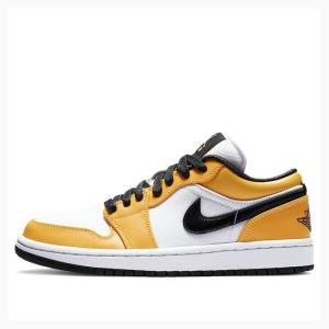 White / Yellow Nike Low SE Laser Sneakers Women's Air Jordan 1 | JD-879VZ