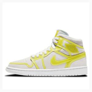 White / Yellow Nike Mid LX(W) Basketball Shoes Women's Air Jordan 1 | JD-869RC