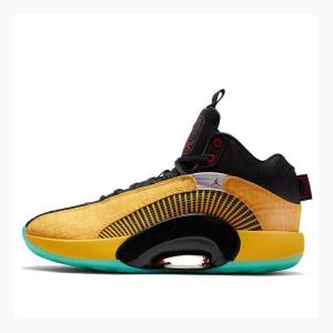 Yellow / Black Nike Dynasties Basketball Shoes Men's Air Jordan 35 | JD-648HZ