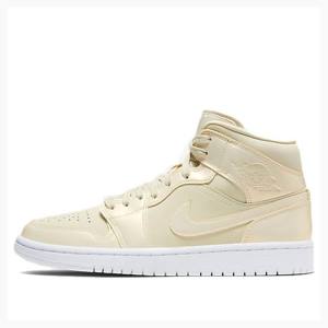 Yellow Nike Mid SE Goose Feather Basketball Shoes Women's Air Jordan 1 | JD-324IL