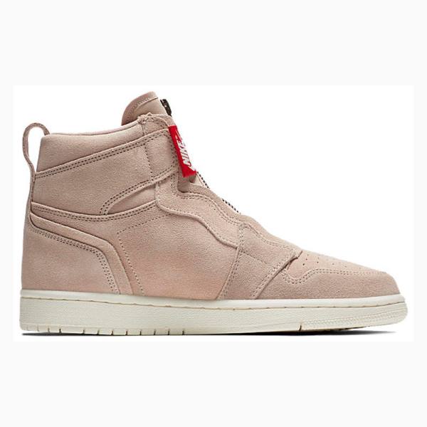 Beige Nike High Zip Particle Basketball Shoes Women's Air Jordan 1 | JD-980XI