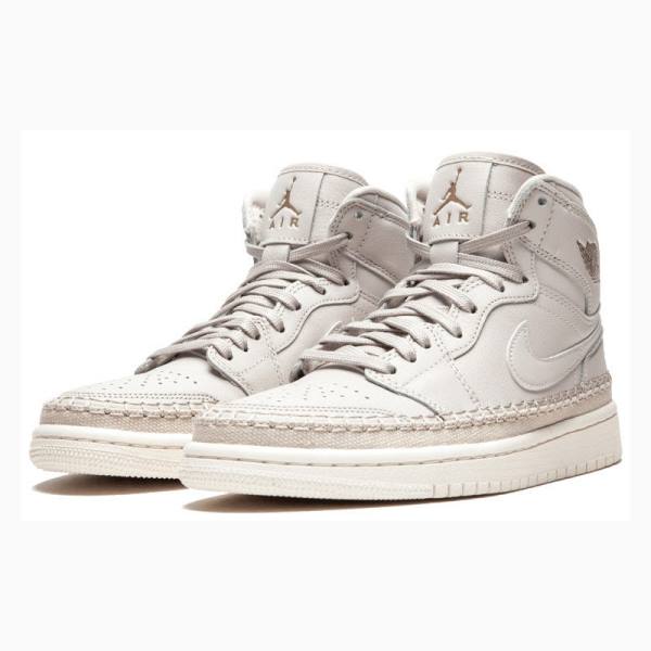 Beige Nike Retro HI PRM Desert Sand Basketball Shoes Women's Air Jordan 1 | JD-504GR