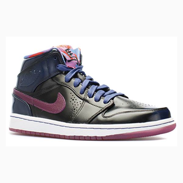 Black / Blue / Purple Nike Mid Nouveau Year of the Horse Basketball Shoes Men's Air Jordan 1 | JD-302RP