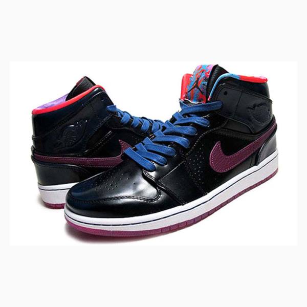 Black / Blue / Purple Nike Mid Nouveau Year of the Horse Basketball Shoes Men's Air Jordan 1 | JD-302RP