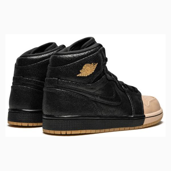 Black / Brown Nike Retro HI PRM Tan Basketball Shoes Women's Air Jordan 1 | JD-879MZ