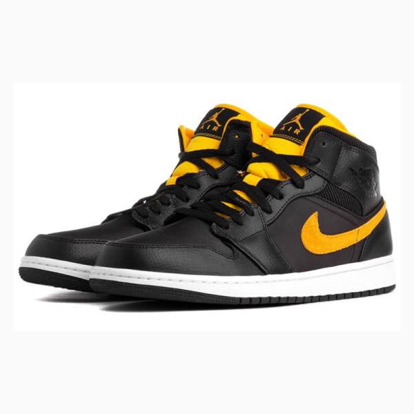 Black / Gold Nike Mid SE Basketball Shoes Men's Air Jordan 1 | JD-150DU