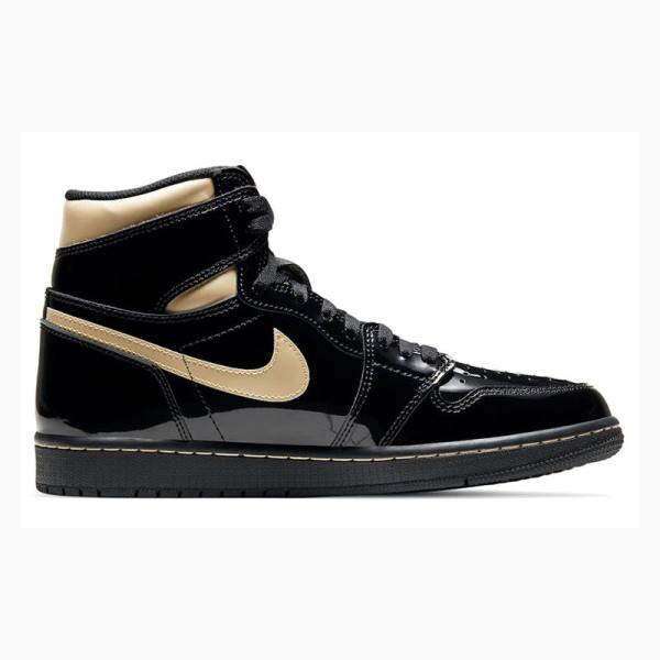 Black / Gold Nike Retro High OG Metallic Basketball Shoes Men's Air Jordan 1 | JD-782WP