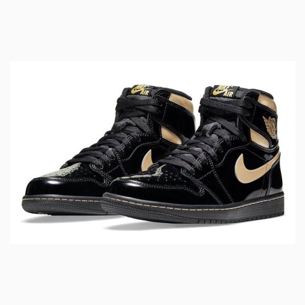 Black / Gold Nike Retro High OG Metallic Basketball Shoes Men's Air Jordan 1 | JD-782WP