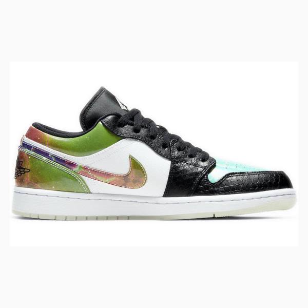 Black / Green / Blue Nike Low Galaxy Sneakers Men's Air Jordan 1 | JD-824TC