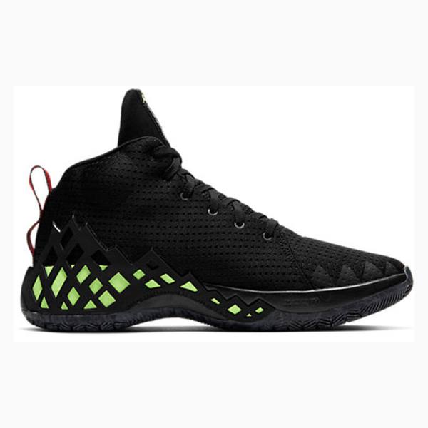 Black / Green Nike Jumpman Diamond Mid Pf 'Black' Basketball Shoes Men's Air Jordan | JD-654ZB