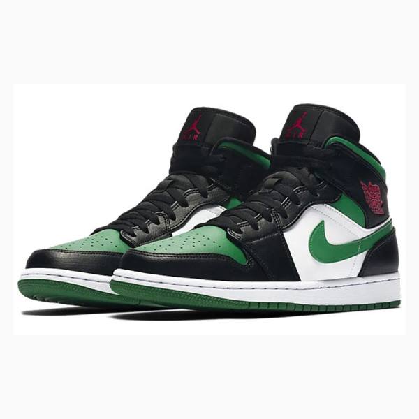 Black / Green Nike Mid Basketball Shoes Men's Air Jordan 1 | JD-059DM