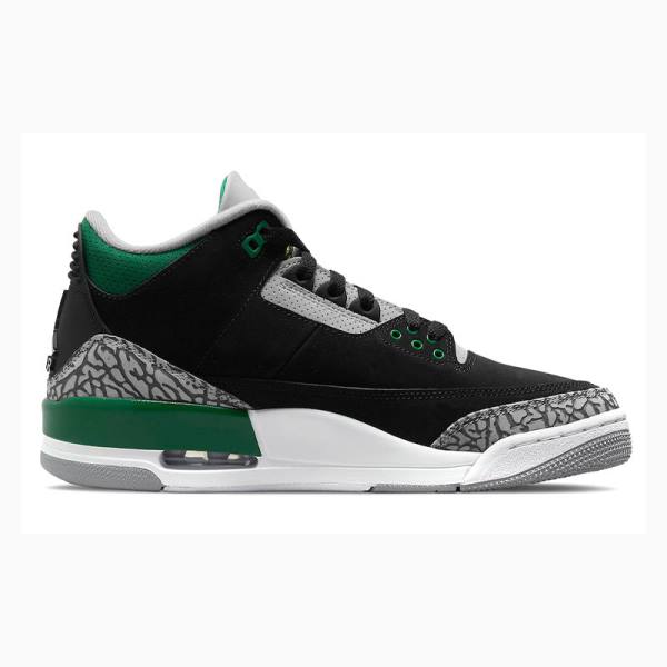 Black / Green Nike Retro Pine Basketball Shoes Men's Air Jordan 3 | JD-537DF