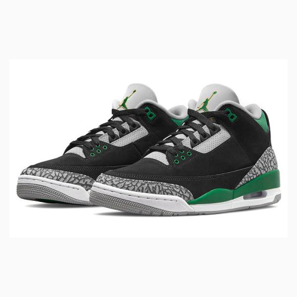 Black / Green Nike Retro Pine Basketball Shoes Men's Air Jordan 3 | JD-537DF