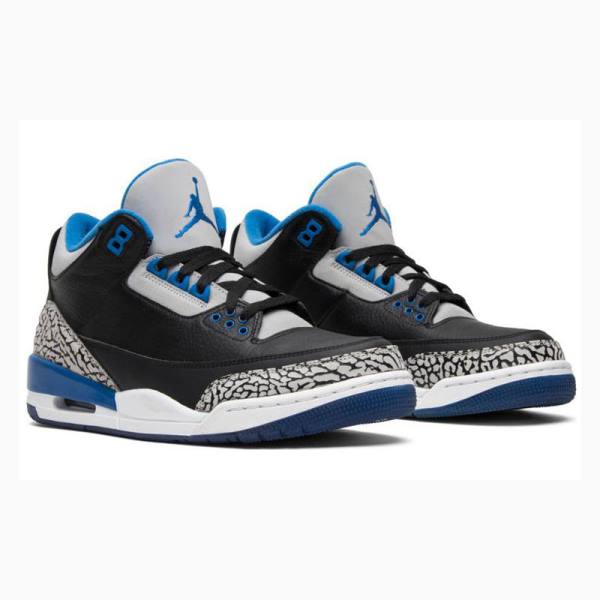 Black / Grey / Blue Nike Retro Sport Basketball Shoes Men's Air Jordan 3 | JD-207SE