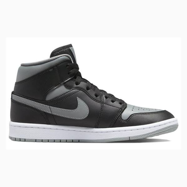 Black / Grey Nike Mid Shadow Basketball Shoes Women's Air Jordan 1 | JD-629RZ