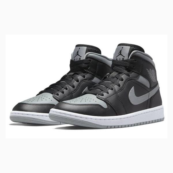 Black / Grey Nike Mid Shadow Basketball Shoes Women's Air Jordan 1 | JD-629RZ