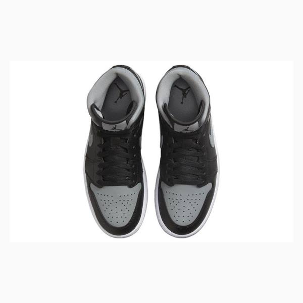 Black / Grey Nike Mid Shadow Basketball Shoes Women's Air Jordan 1 | JD-629RZ