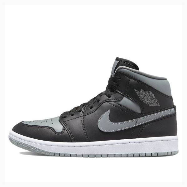 Black / Grey Nike Mid Shadow Basketball Shoes Women\'s Air Jordan 1 | JD-629RZ