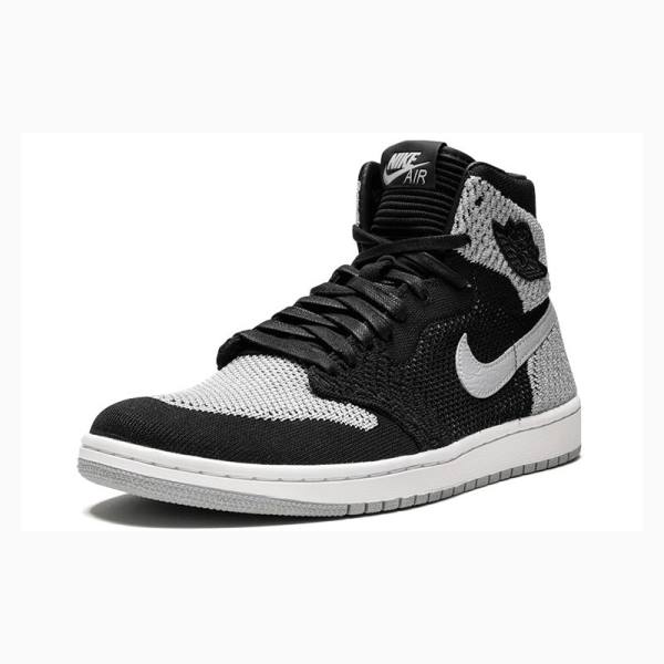 Black / Grey Nike Retro Flyknit Shadow Basketball Shoes Men's Air Jordan 1 | JD-746UZ