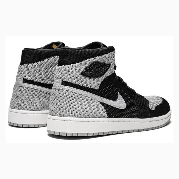 Black / Grey Nike Retro Flyknit Shadow Basketball Shoes Men's Air Jordan 1 | JD-746UZ