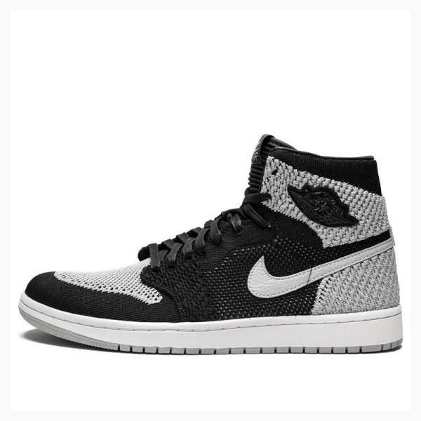 Black / Grey Nike Retro Flyknit Shadow Basketball Shoes Men\'s Air Jordan 1 | JD-746UZ