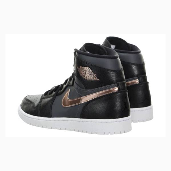 Black / Grey Nike Retro High Metallic Bronze Basketball Shoes Men's Air Jordan 1 | JD-589TV