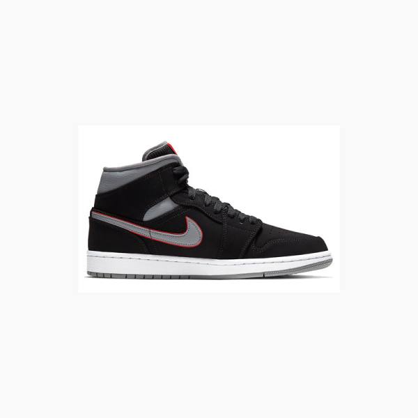 Black / Grey / Red Nike Mid Gym Basketball Shoes Men's Air Jordan 1 | JD-950LI