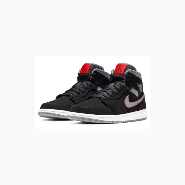 Black / Grey / Red Nike Mid Gym Basketball Shoes Men's Air Jordan 1 | JD-950LI