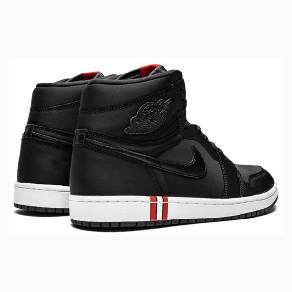 Black Nike High Retro PSG - Paris Saint Germain Basketball Shoes Men's Air Jordan 1 | JD-327IZ