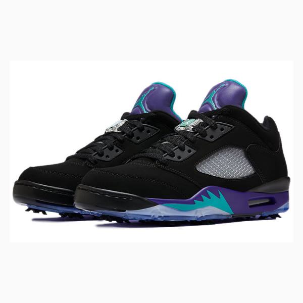 Black Nike Low Golf Grape Sneakers Men's Air Jordan 5 | JD-367ON