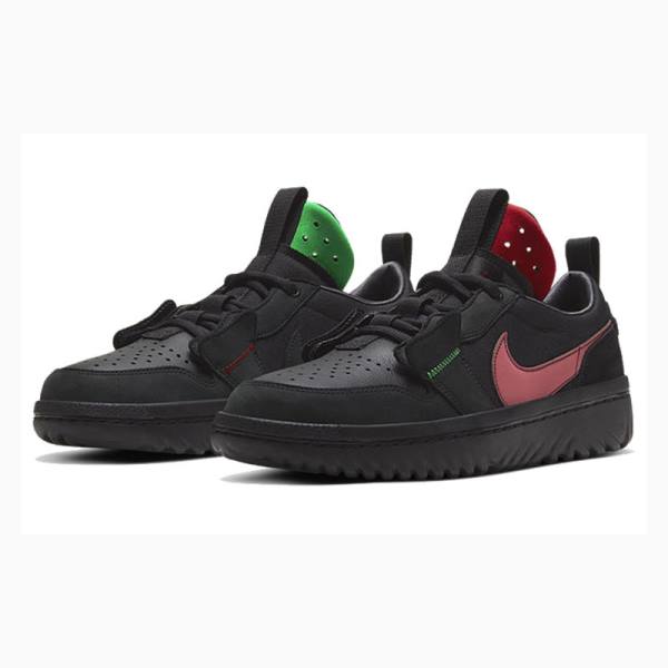 Black Nike Low React Fearless Sneakers Men's Air Jordan 1 | JD-654BO