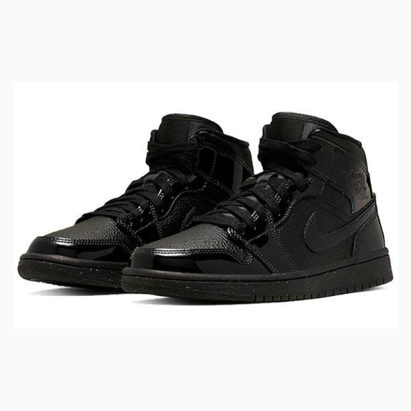 Black Nike Mid Basketball Shoes Women's Air Jordan 1 | JD-527JT