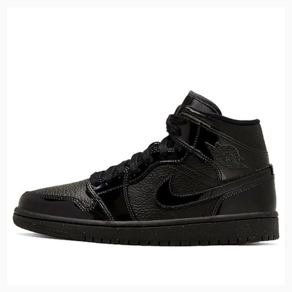 Black Nike Mid Basketball Shoes Women\'s Air Jordan 1 | JD-527JT