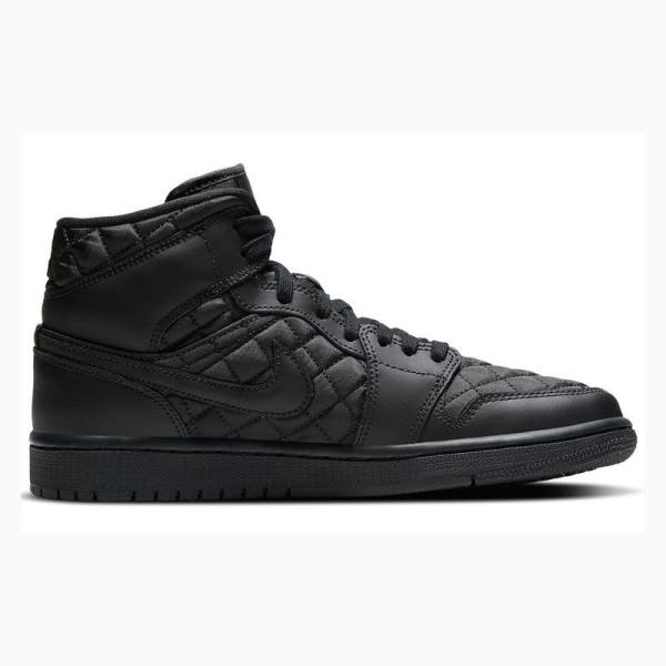 Black Nike Mid SE 'Black Quilted' Basketball Shoes Women's Air Jordan 1 | JD-302CT