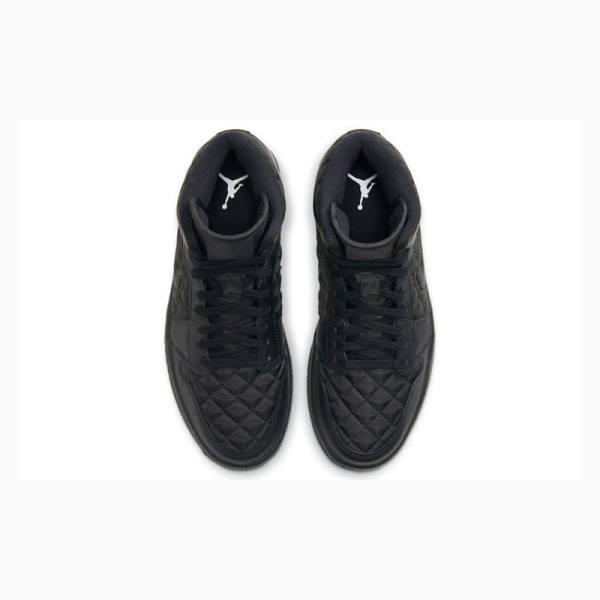 Black Nike Mid SE 'Black Quilted' Basketball Shoes Women's Air Jordan 1 | JD-302CT