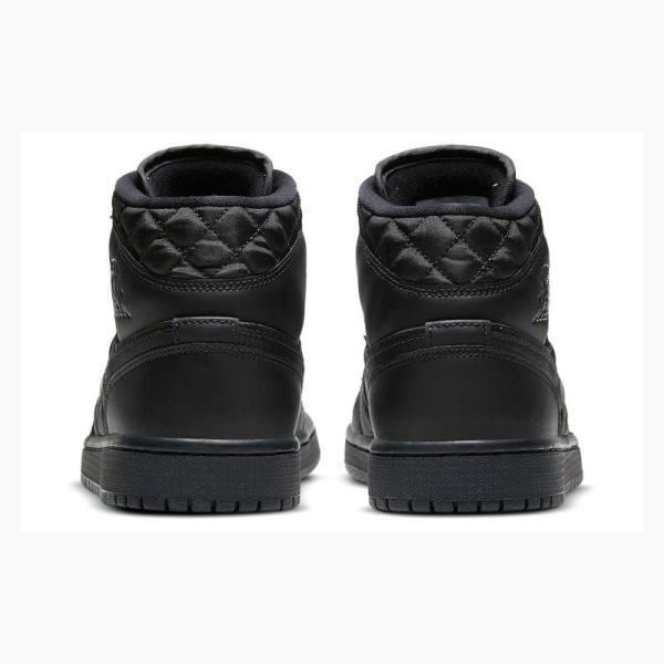 Black Nike Mid SE 'Black Quilted' Basketball Shoes Women's Air Jordan 1 | JD-302CT