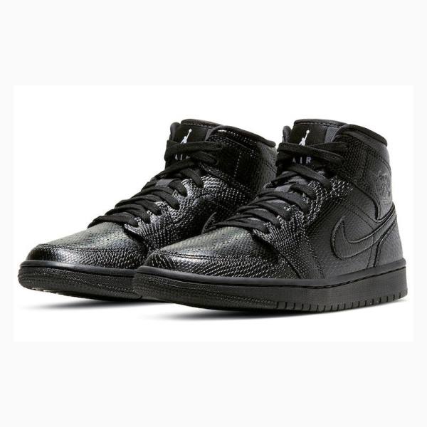 Black Nike Mid Snakeskin Basketball Shoes Women's Air Jordan 1 | JD-650IF