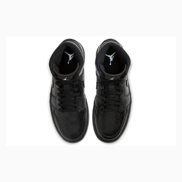 Black Nike Mid Snakeskin Basketball Shoes Women's Air Jordan 1 | JD-650IF