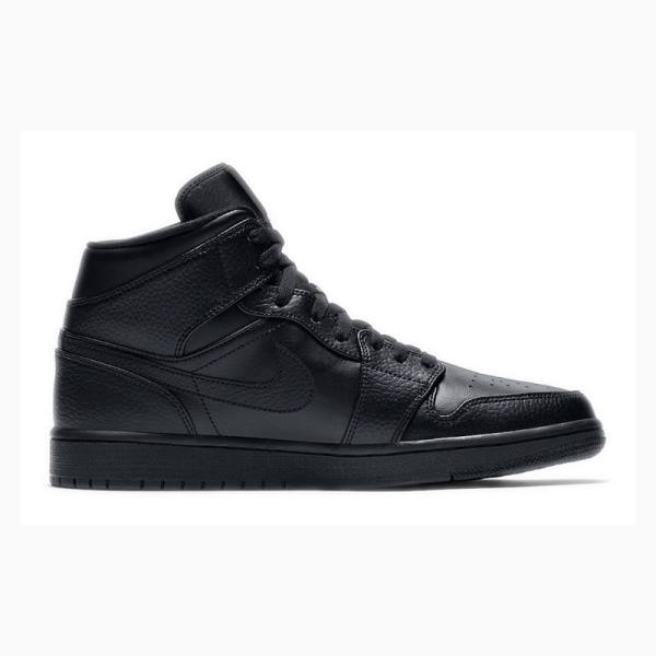 Black Nike Mid Triple Basketball Shoes Men's Air Jordan 1 | JD-145JT