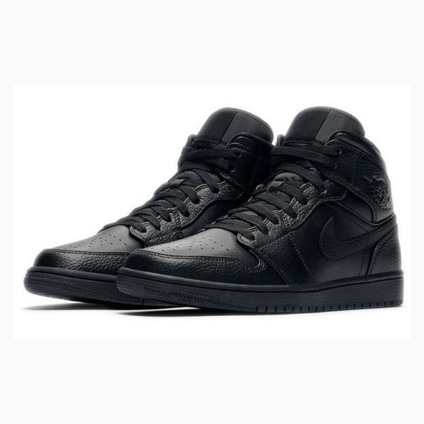 Black Nike Mid Triple Basketball Shoes Men's Air Jordan 1 | JD-145JT