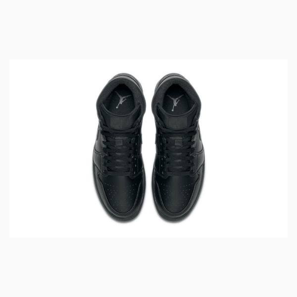 Black Nike Mid Triple Basketball Shoes Men's Air Jordan 1 | JD-145JT