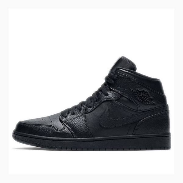 Black Nike Mid Triple Basketball Shoes Men\'s Air Jordan 1 | JD-145JT