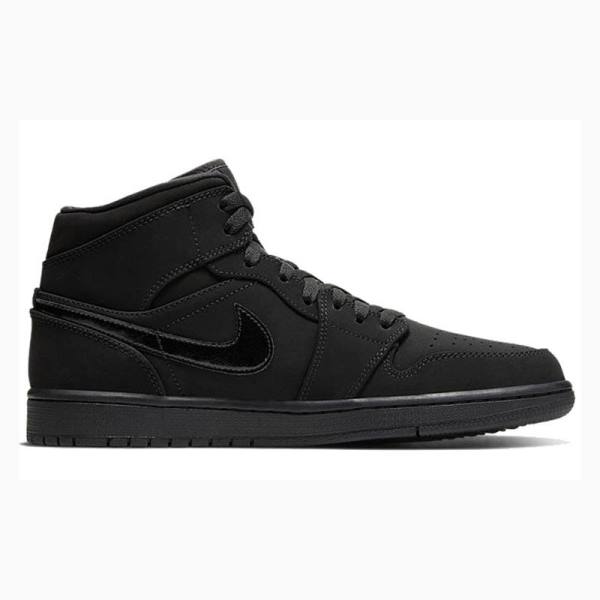 Black Nike Mid Triple Basketball Shoes Men's Air Jordan 1 | JD-528KG