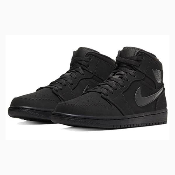 Black Nike Mid Triple Basketball Shoes Men's Air Jordan 1 | JD-528KG