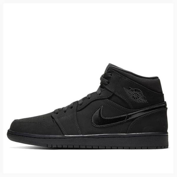 Black Nike Mid Triple Basketball Shoes Men\'s Air Jordan 1 | JD-528KG