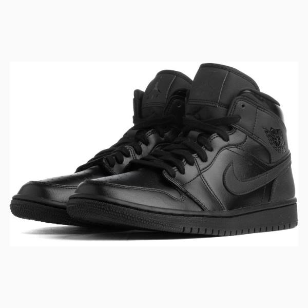 Black Nike Mid Triple Basketball Shoes Women's Air Jordan 1 | JD-213RQ