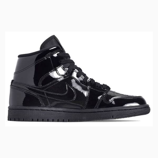 Black Nike Mid Triple Patent Basketball Shoes Women's Air Jordan 1 | JD-796GY